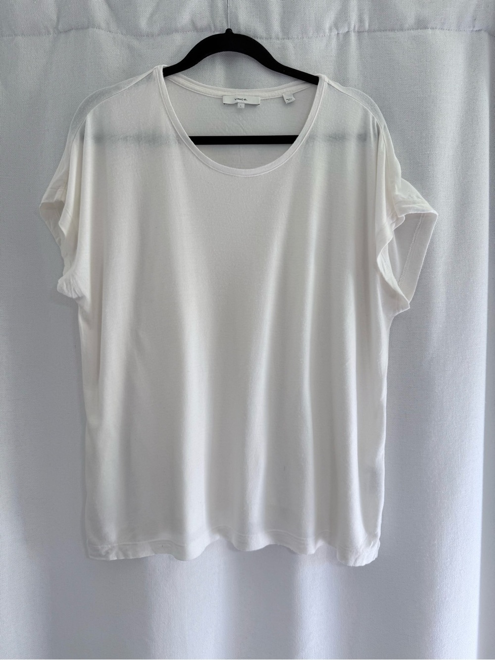 Vince Soft Modal Cap Sleeve Crew Neck Tee Women’s Size Large Off White